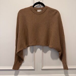 Wilfred Free Women’s Size M Tan Cropped Sweater Ribbed Knit Oversized